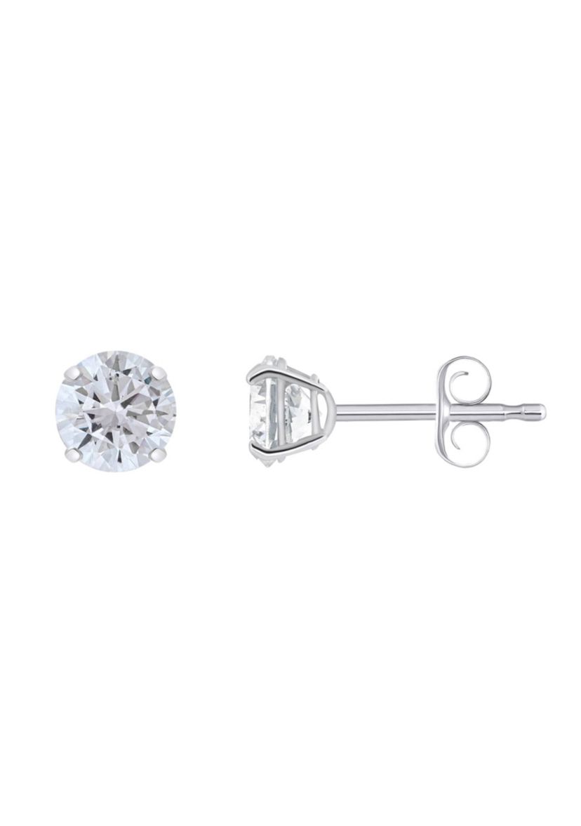14K Gold 5mm Round Cubic Zirconia Stud Earrings
