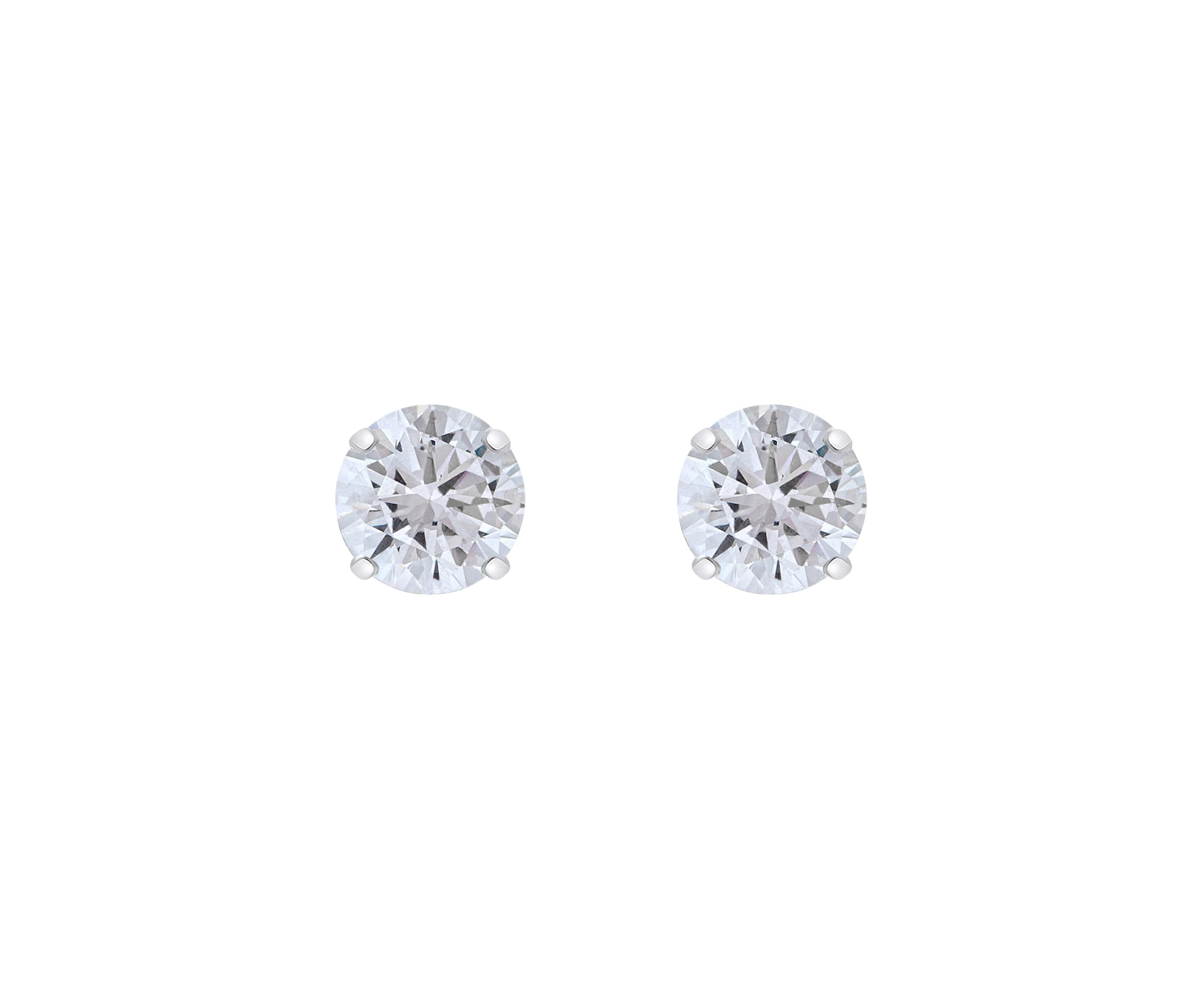 14K Gold 5mm Round Cubic Zirconia Stud Earrings