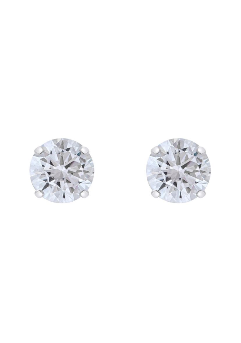 14K Gold 5mm Round Cubic Zirconia Stud Earrings