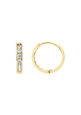 Top Fashion Jewelers 14K Gold Cubic Zirconia Huggie Hoop Earrings