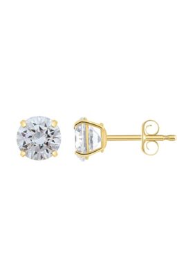 Top Fashion Jewelers 14K Gold 6mm Round Cubic Zirconia Stud Earrings, Yellow