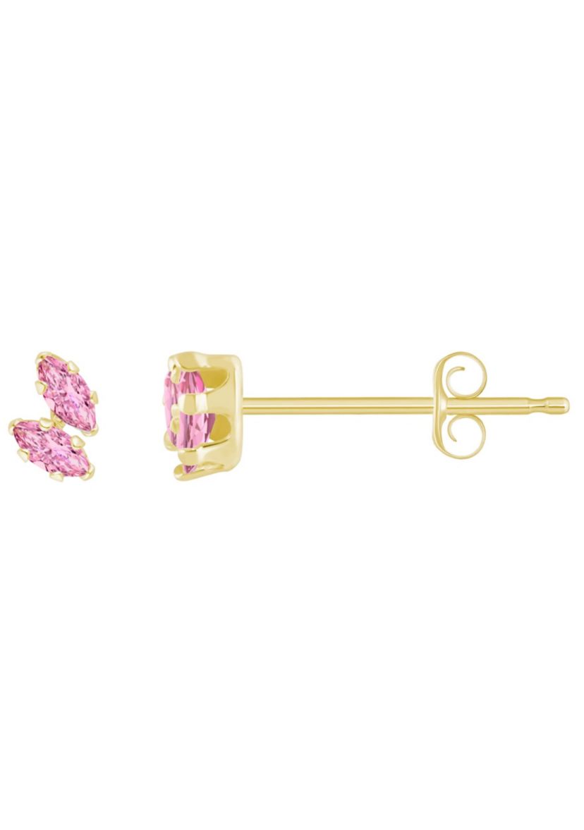 10K Gold 4x2mm Marquise Pink Cubic Zirconia Stud Earrings