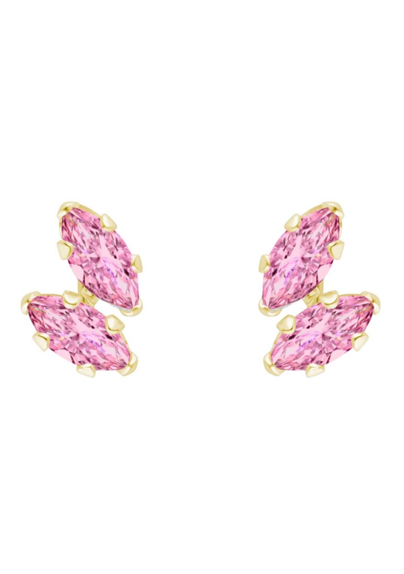 10K Gold 4x2mm Marquise Pink Cubic Zirconia Stud Earrings