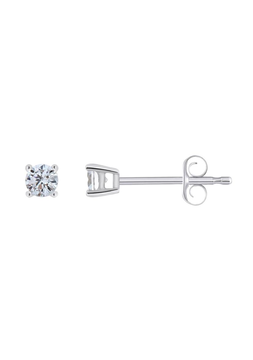 Sterling Silver 3mm Round Cubic Zirconia Stud Earrings