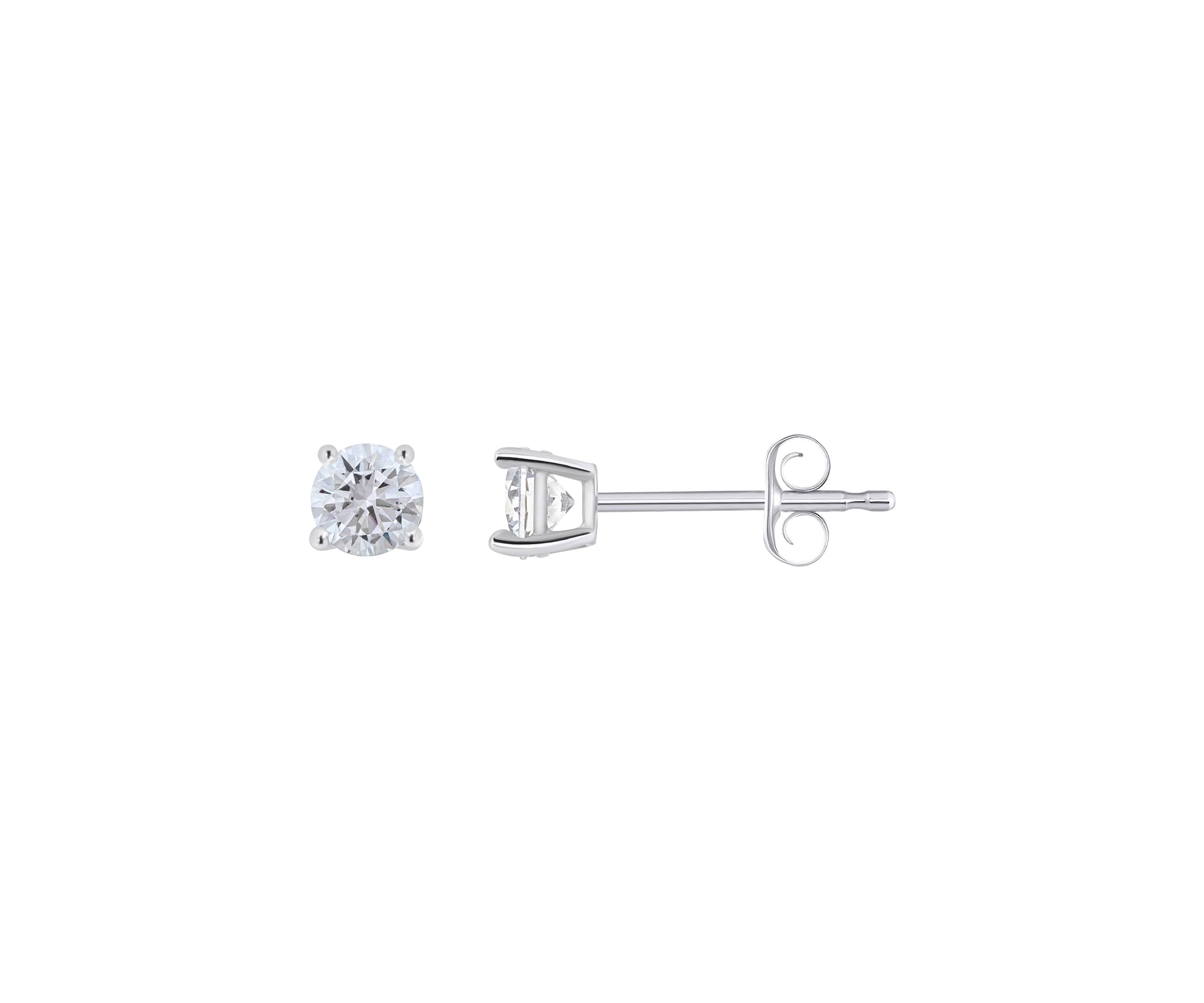Sterling Silver 4mm Round Cubic Zirconia Stud Earrings