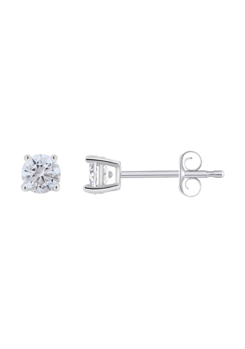 Sterling Silver 4mm Round Cubic Zirconia Stud Earrings