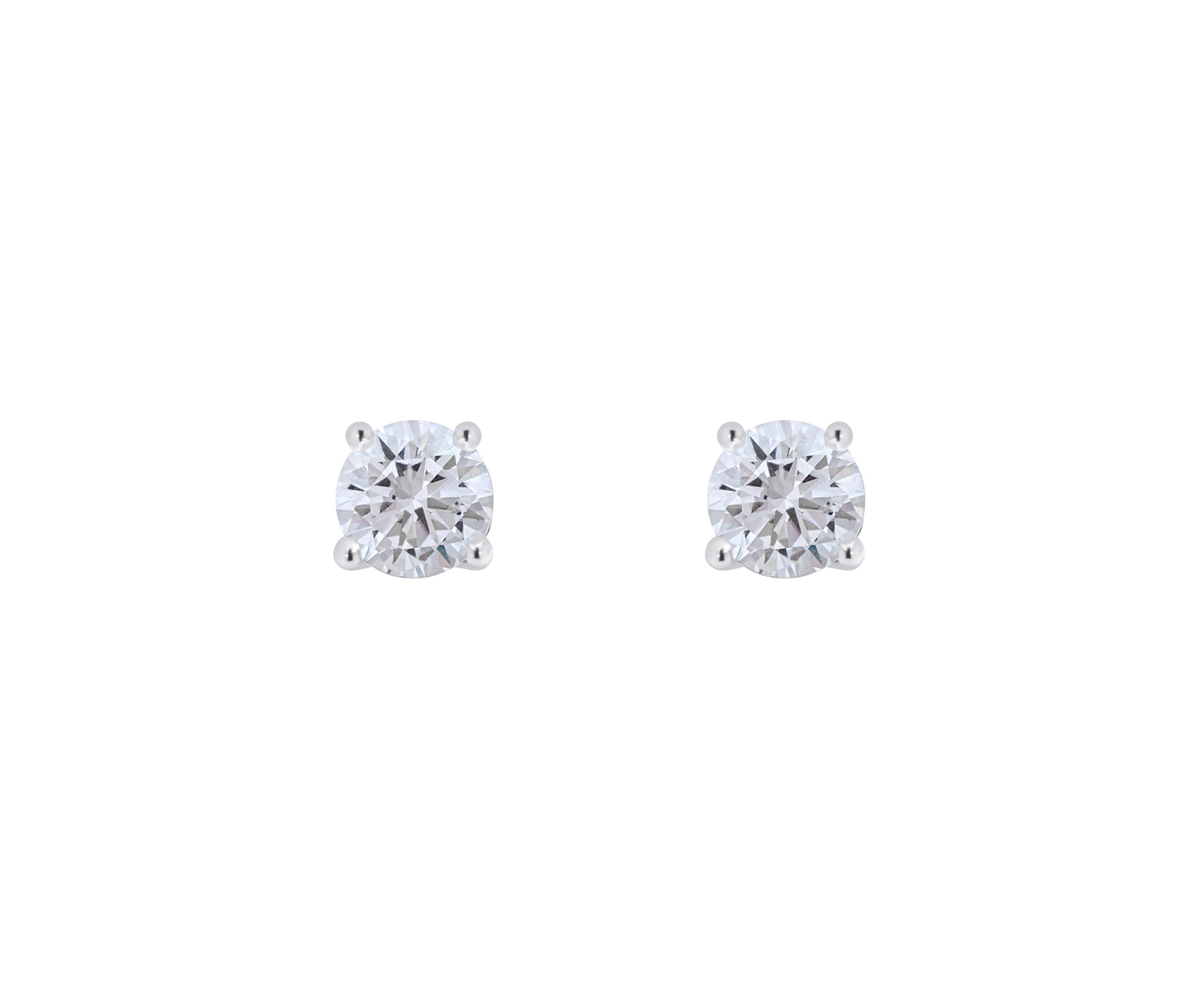Sterling Silver 4mm Round Cubic Zirconia Stud Earrings