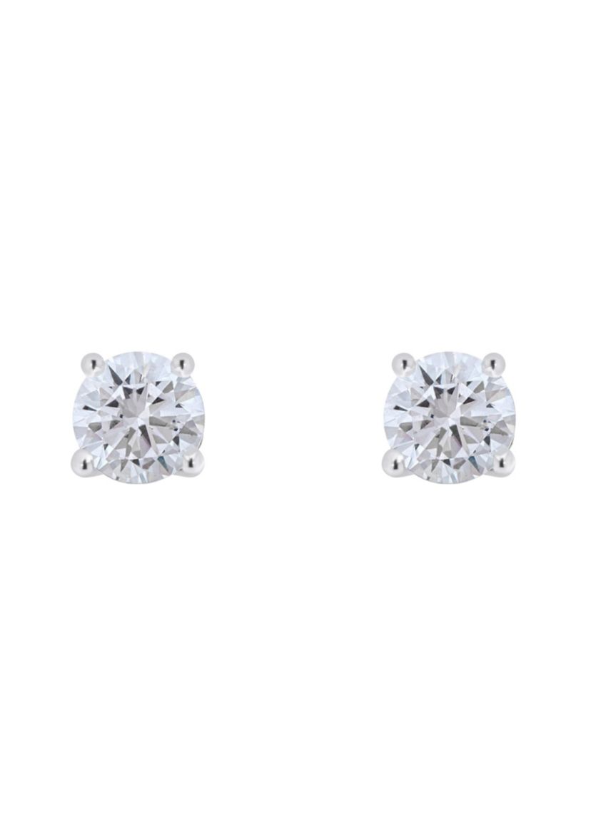 Sterling Silver 4mm Round Cubic Zirconia Stud Earrings