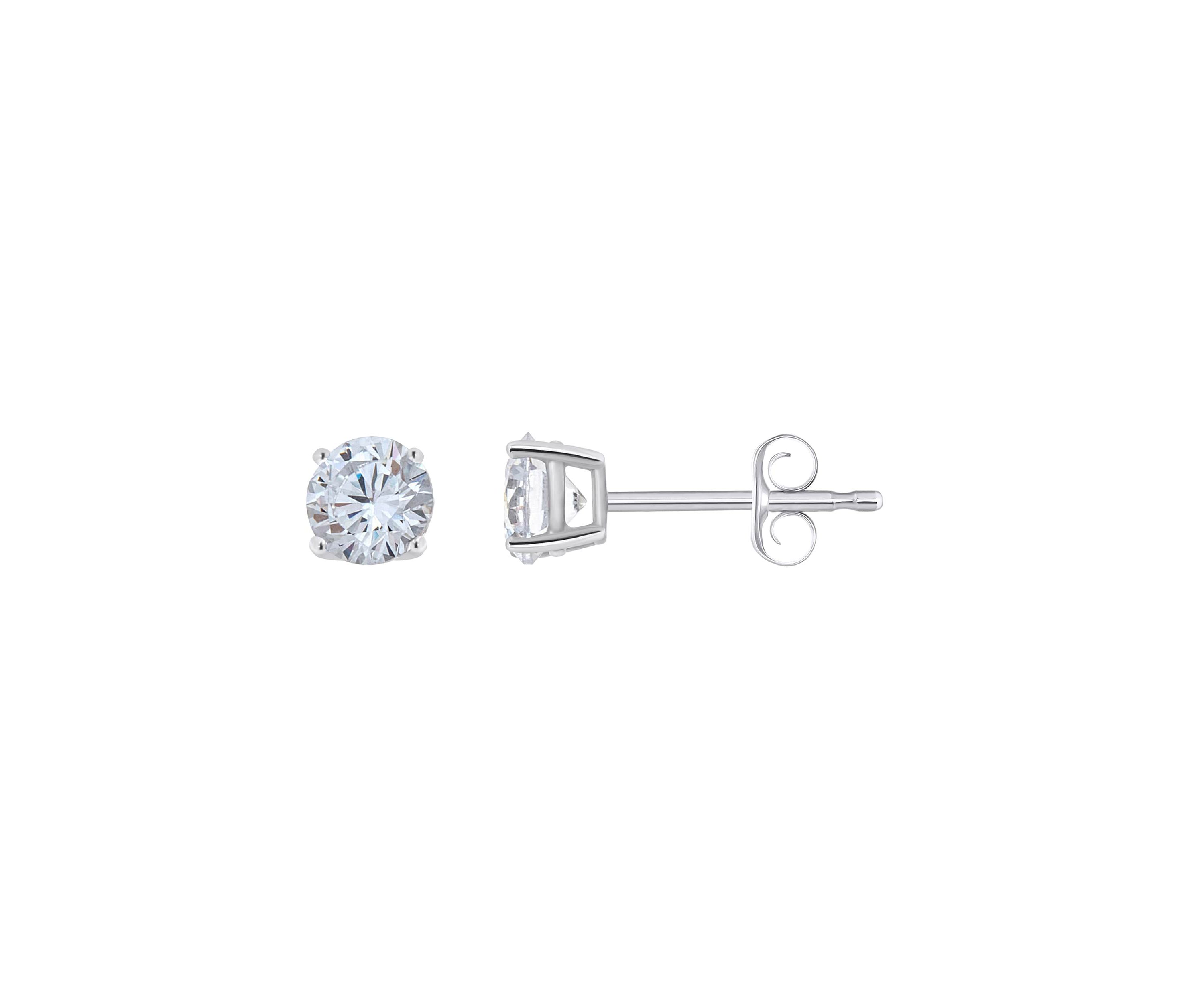 Sterling Silver 5mm Round Cubic Zirconia Stud Earrings