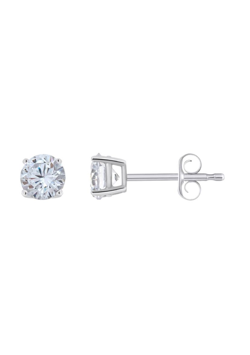 Sterling Silver 5mm Round Cubic Zirconia Stud Earrings