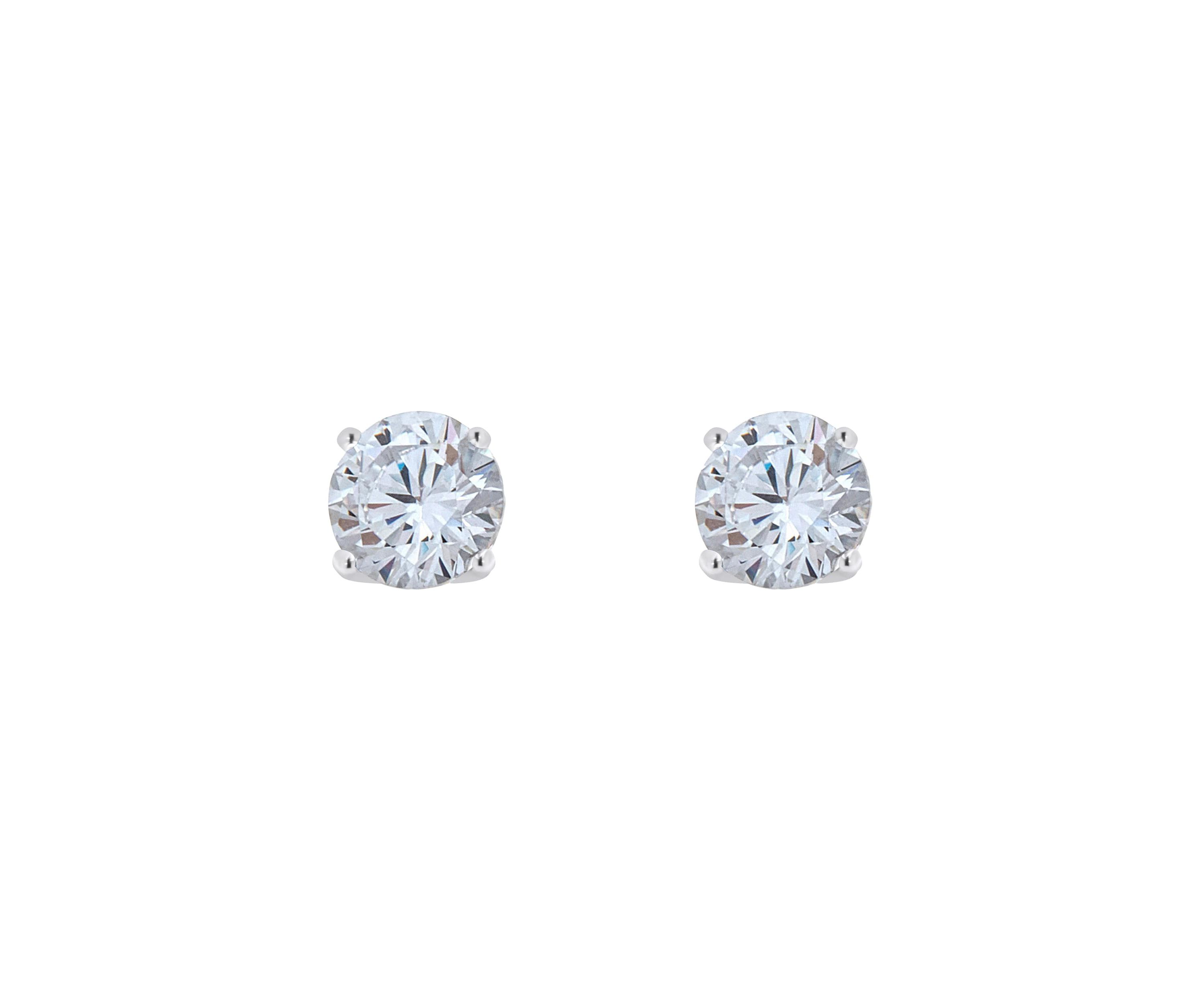 Sterling Silver 5mm Round Cubic Zirconia Stud Earrings