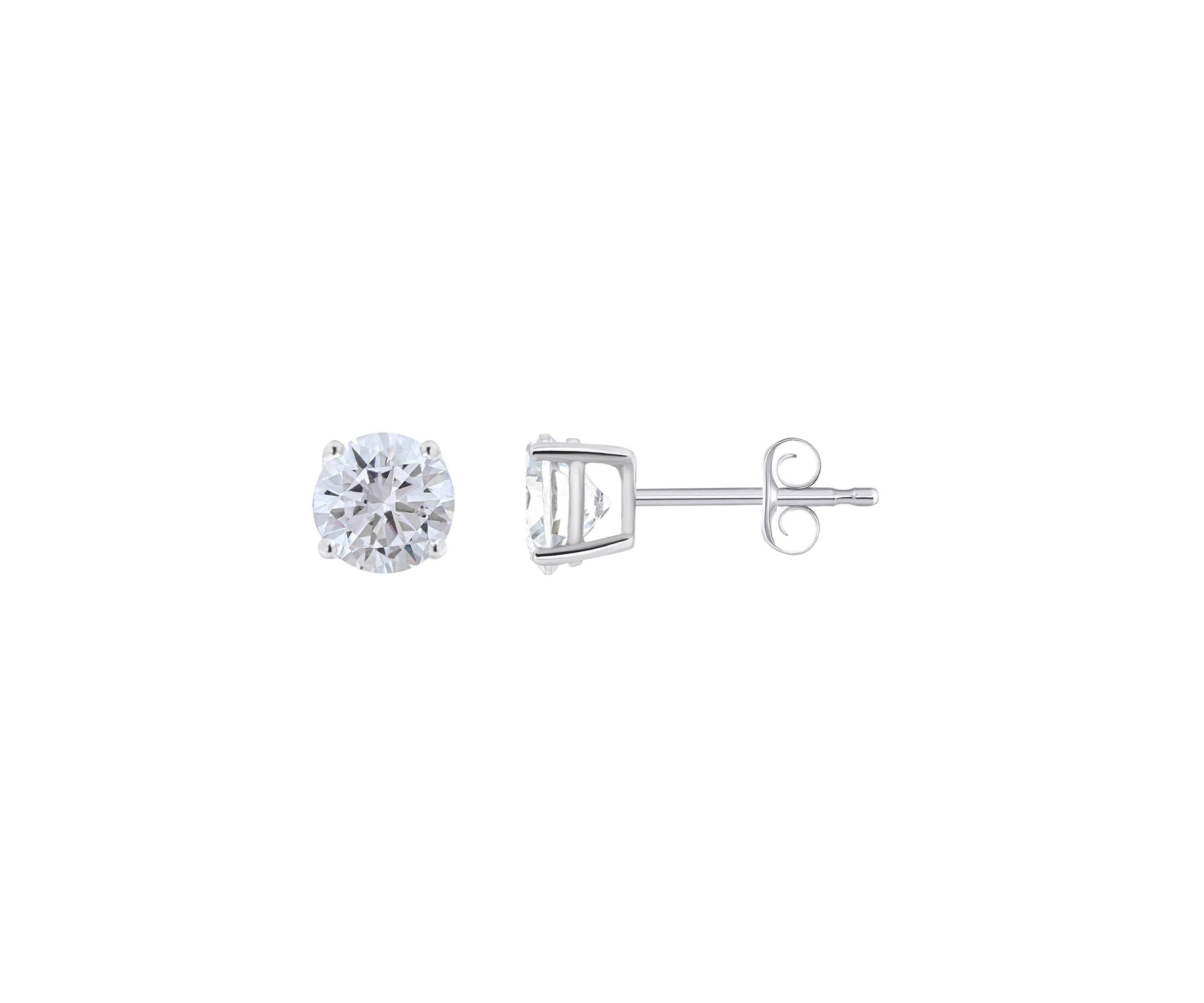 Sterling Silver 6mm Round Cubic Zirconia Stud Earrings