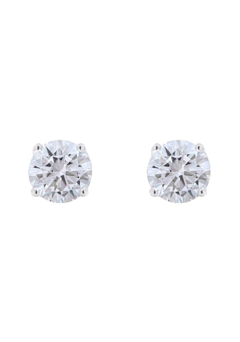 Sterling Silver 6mm Round Cubic Zirconia Stud Earrings