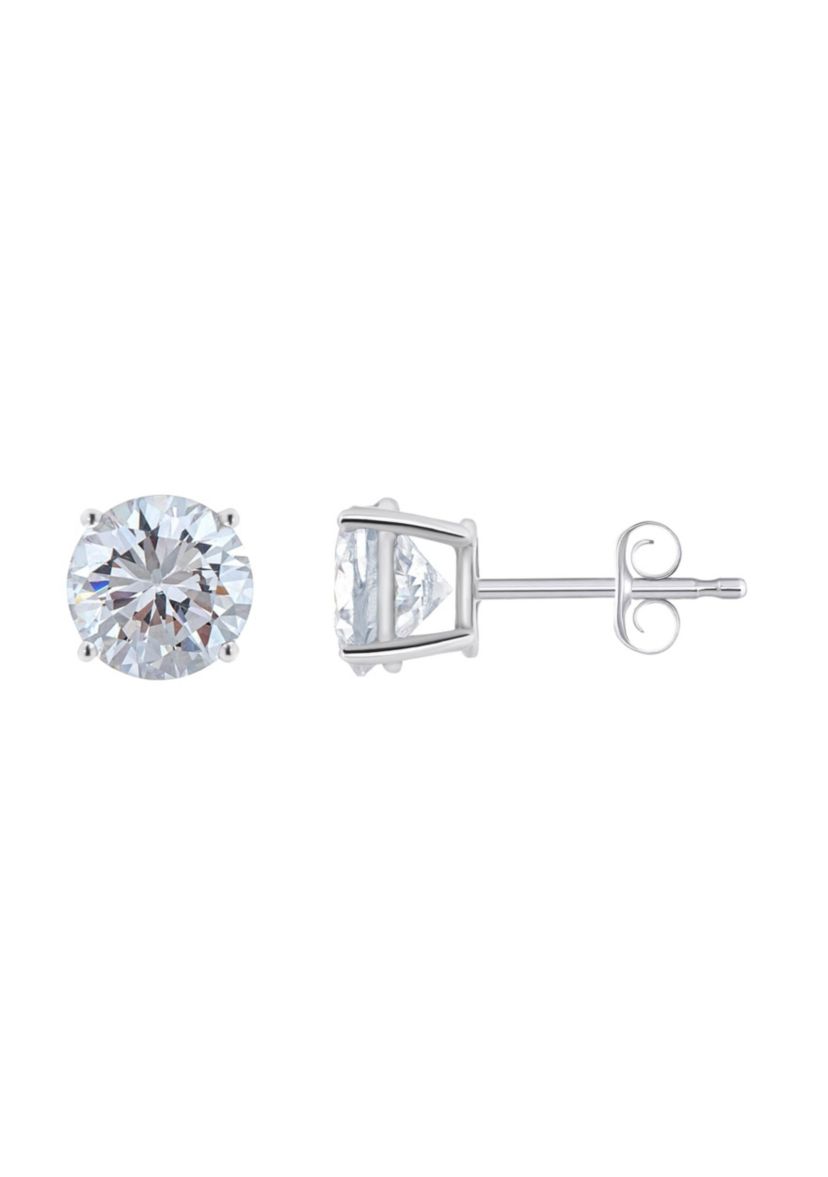 Sterling Silver 7mm Round Cubic Zirconia Stud Earrings