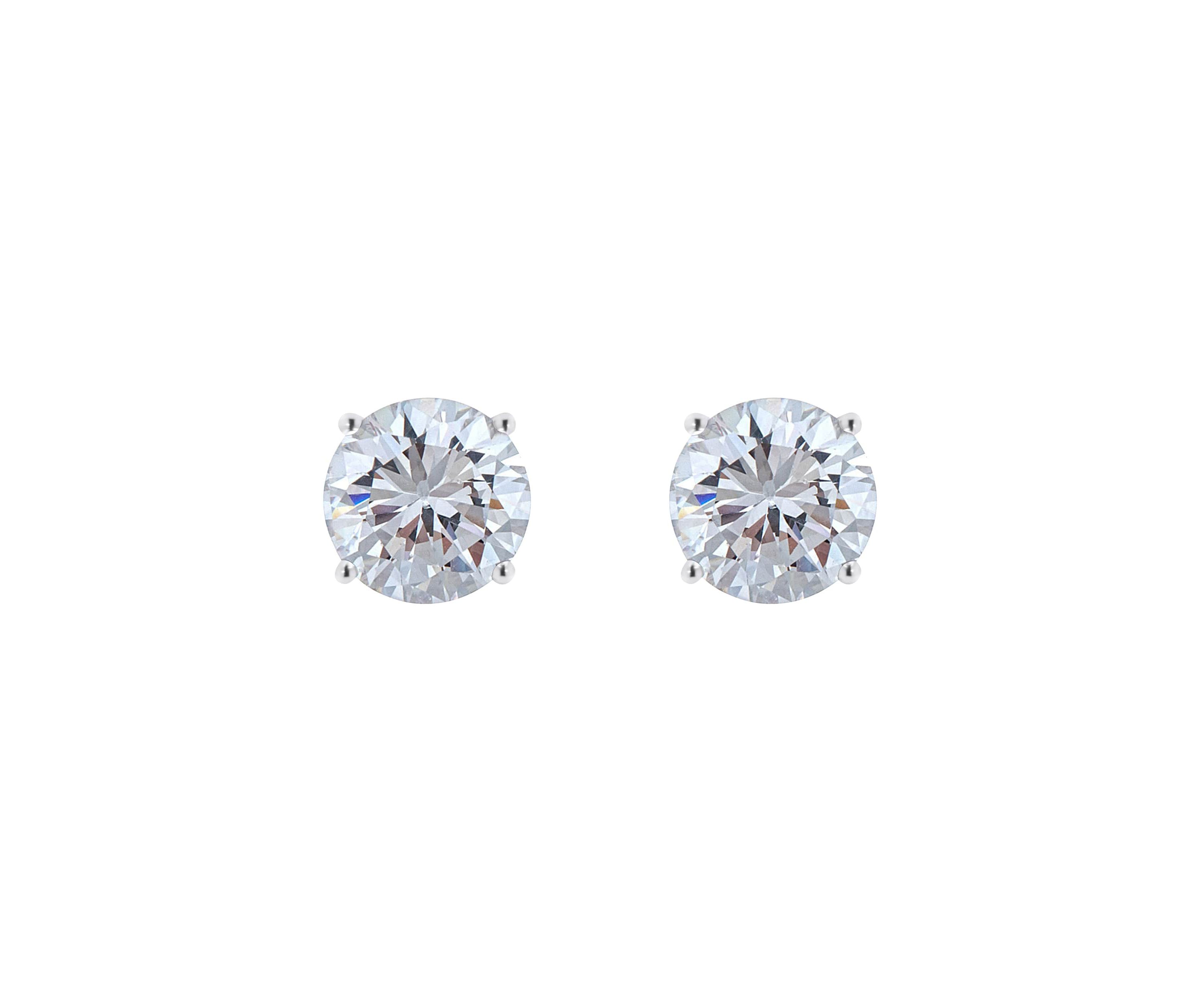 Sterling Silver 7mm Round Cubic Zirconia Stud Earrings