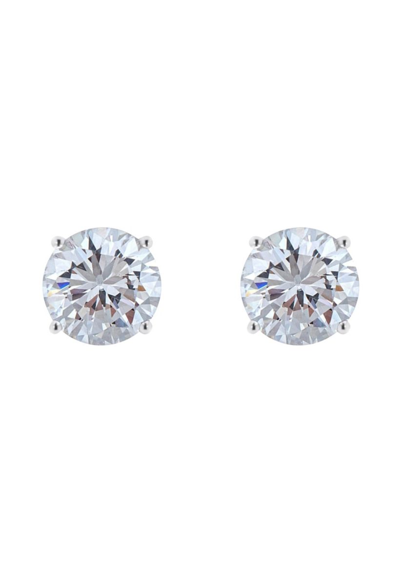 Sterling Silver 7mm Round Cubic Zirconia Stud Earrings