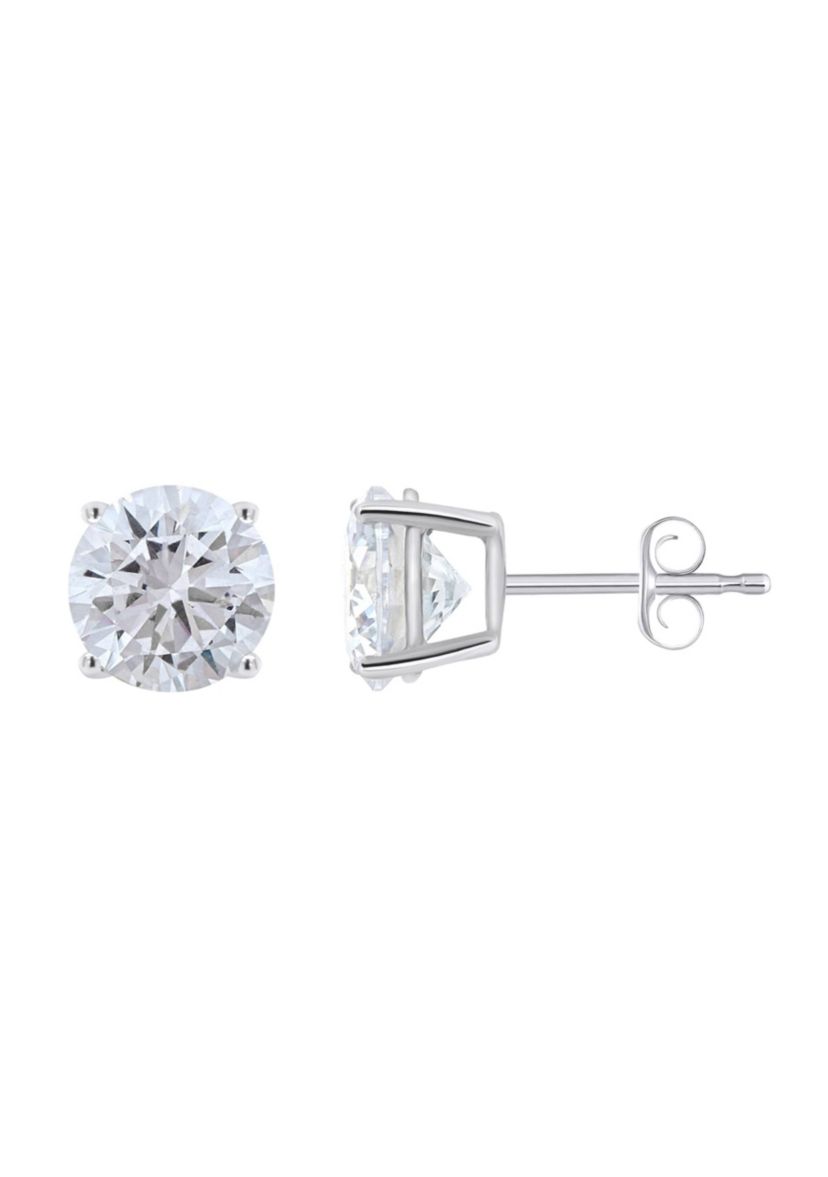 Sterling Silver 8mm Round Cubic Zirconia Stud Earrings