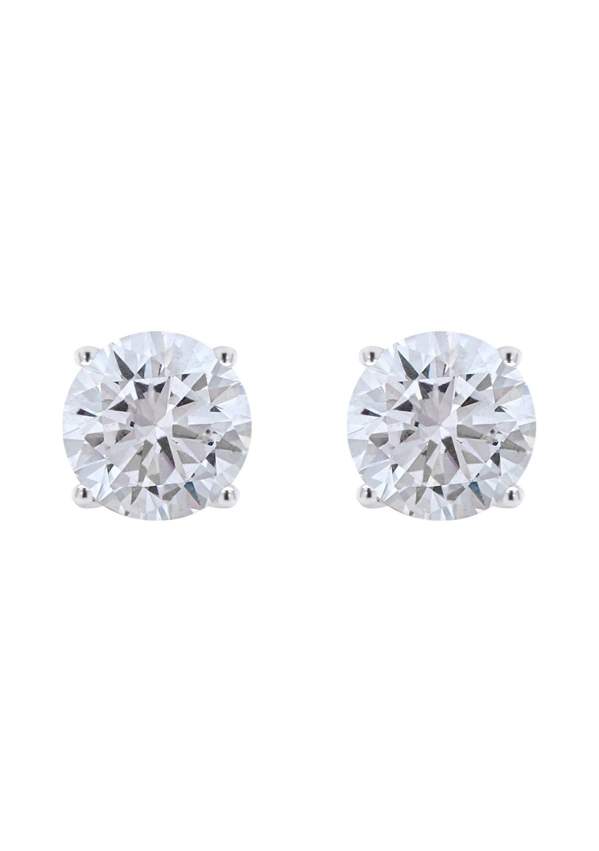 Sterling Silver Cubic Zirconia Round Stud Earrings - 8mm main image 0