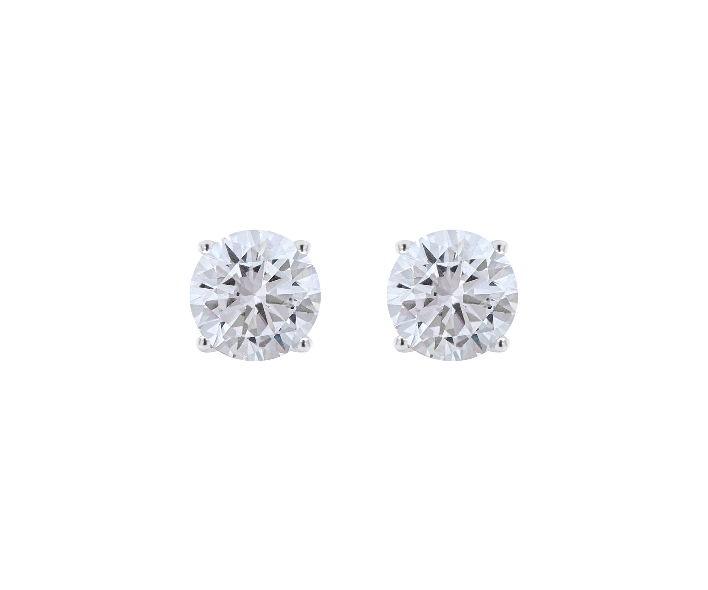 Sterling Silver 8mm Round Cubic Zirconia Stud Earrings