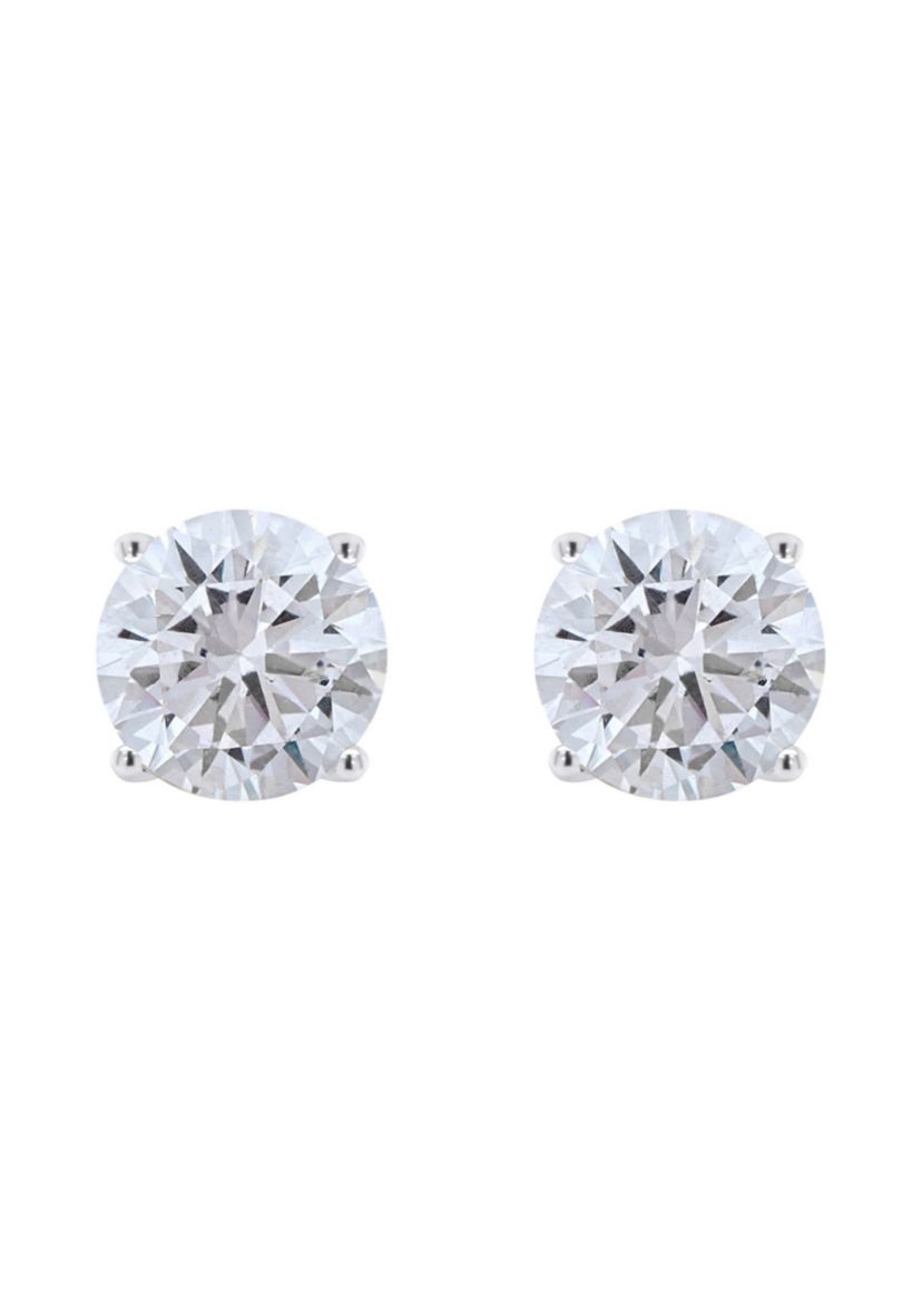 Sterling Silver 8mm Round Cubic Zirconia Stud Earrings