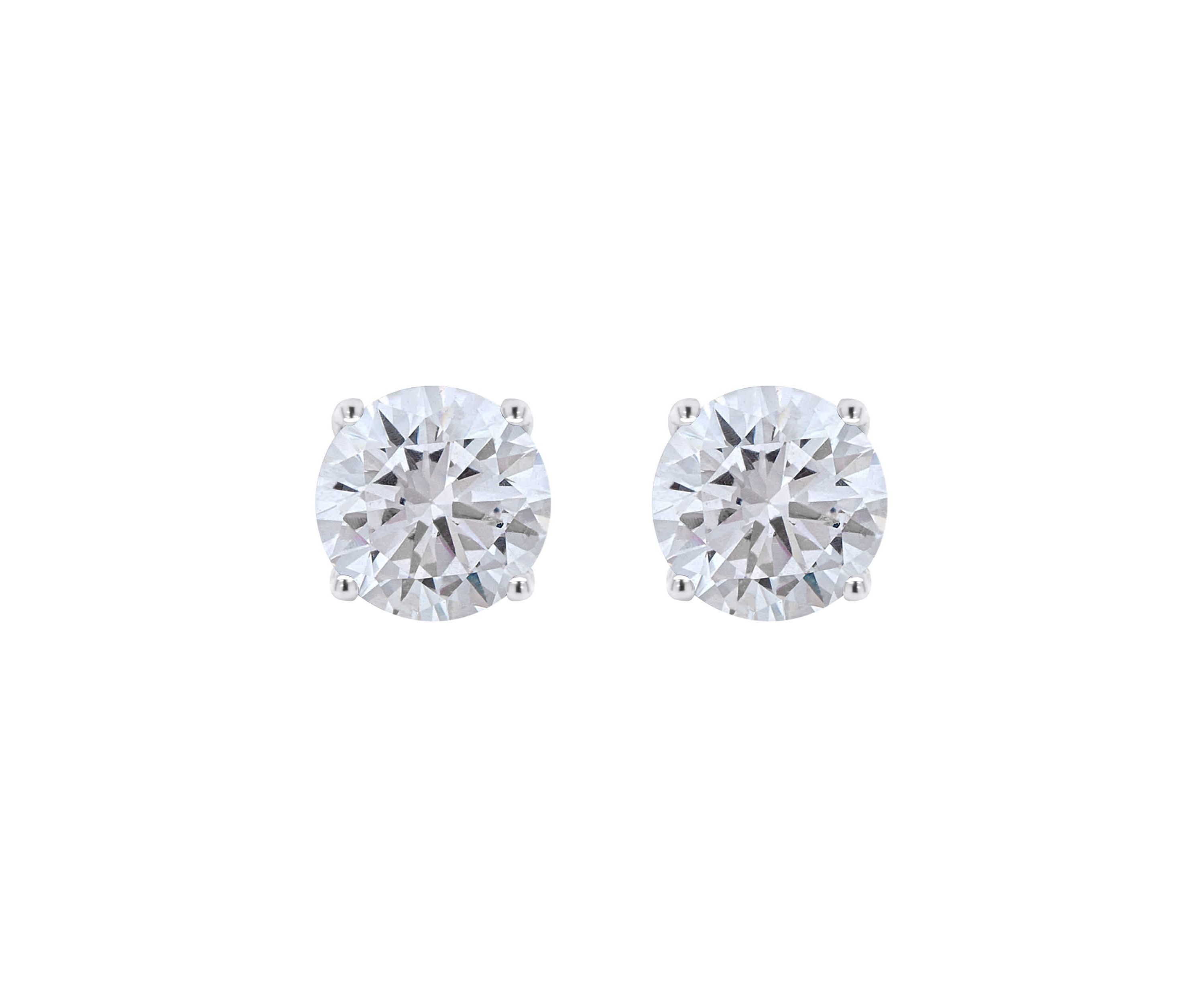 Sterling Silver 9mm Round Cubic Zirconia Stud Earrings
