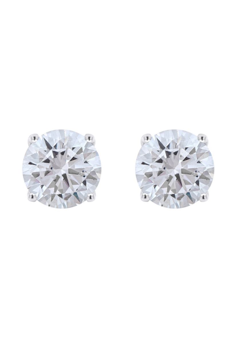 Sterling Silver 9mm Round Cubic Zirconia Stud Earrings