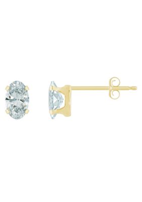 Top Fashion Jewelers 10K Yellow Gold 5x3mm Oval Cubic Zirconia Stud Earrings
