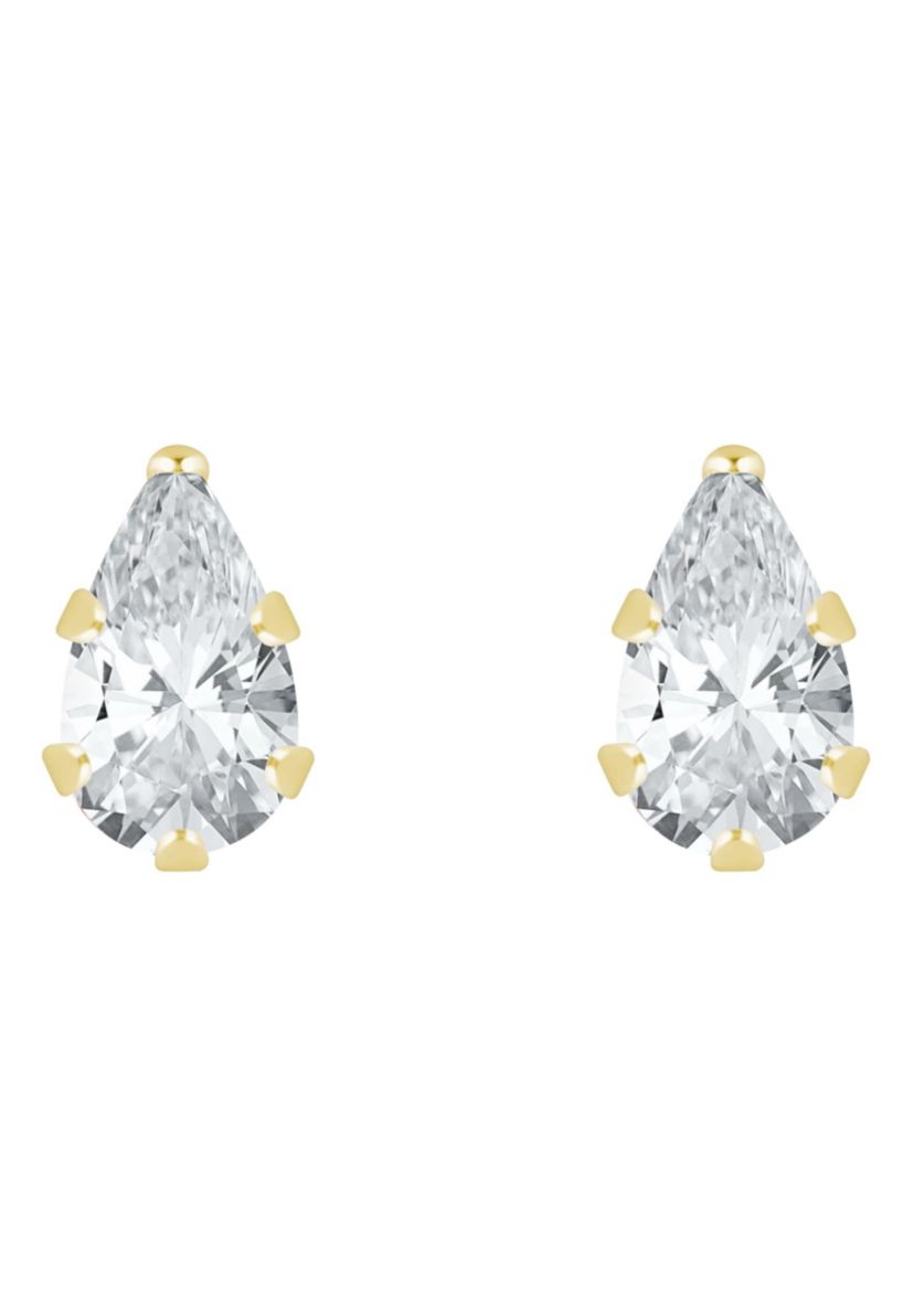 10K Yellow Gold 5x3mm Pear Shape Cubic Zirconia Stud Earrings