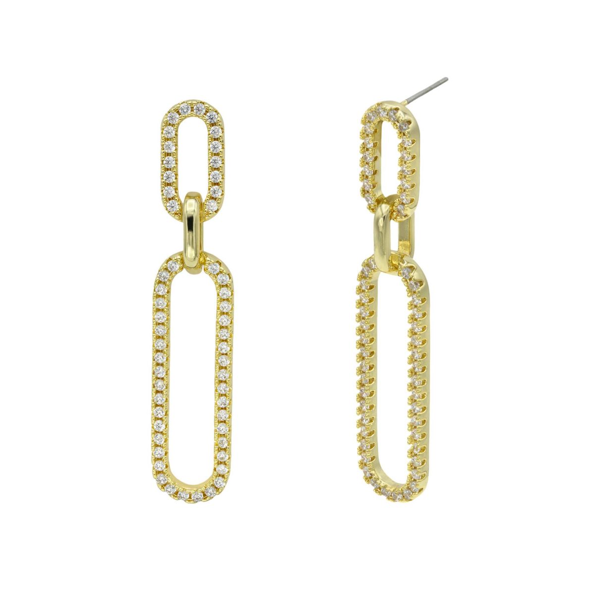 Lab Created Gold CZ Double Drop Earrings