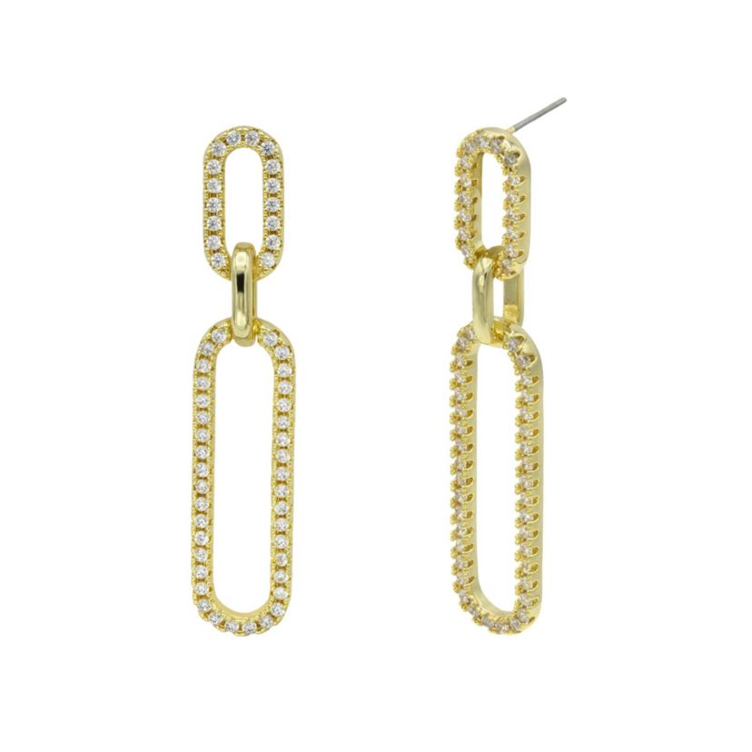 Lab Created Gold CZ Double Drop Earrings