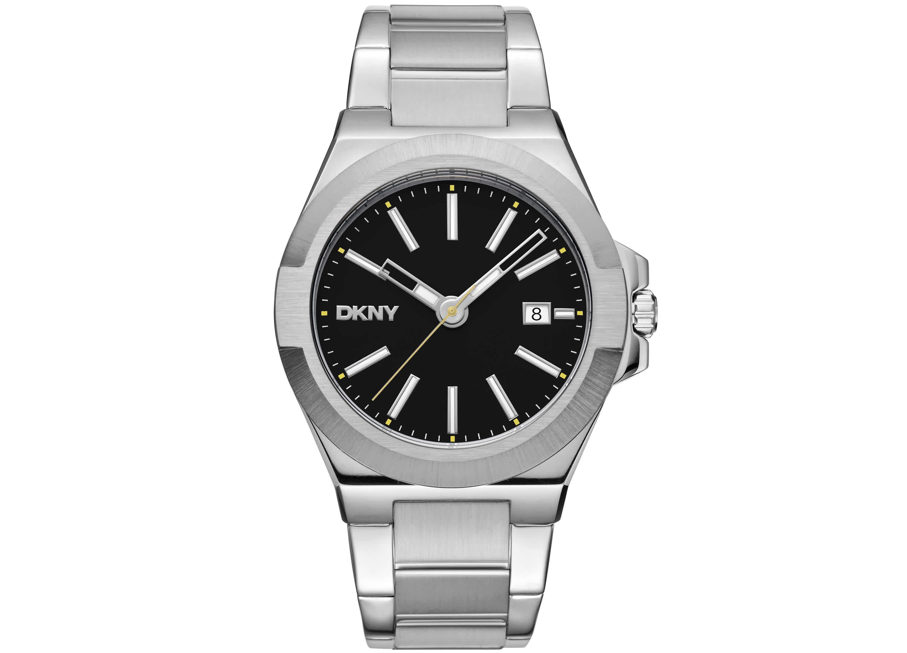 Mens Modernist Black Dial Stainless Steel Bracelet Watch