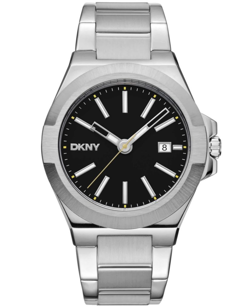 Mens Modernist Black Dial Stainless Steel Bracelet Watch