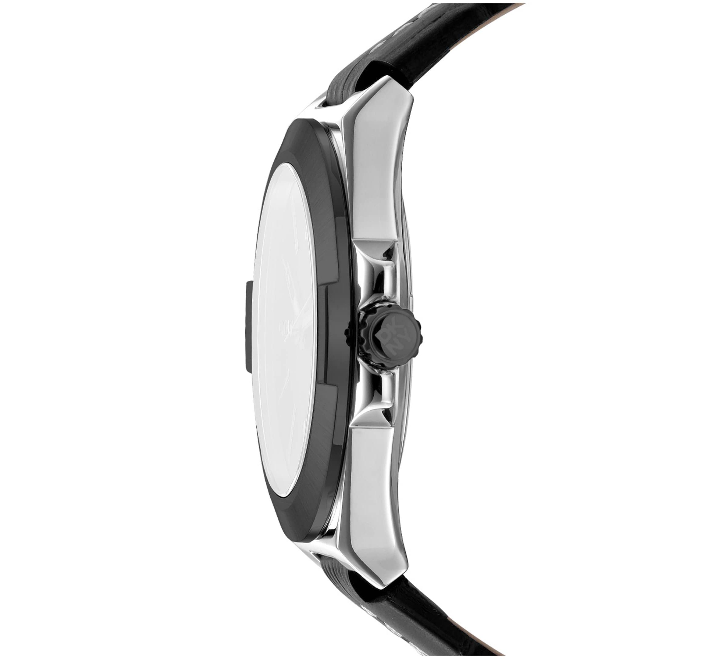 Mens Modernist Dark Green Dial Black Leather Strap Watch