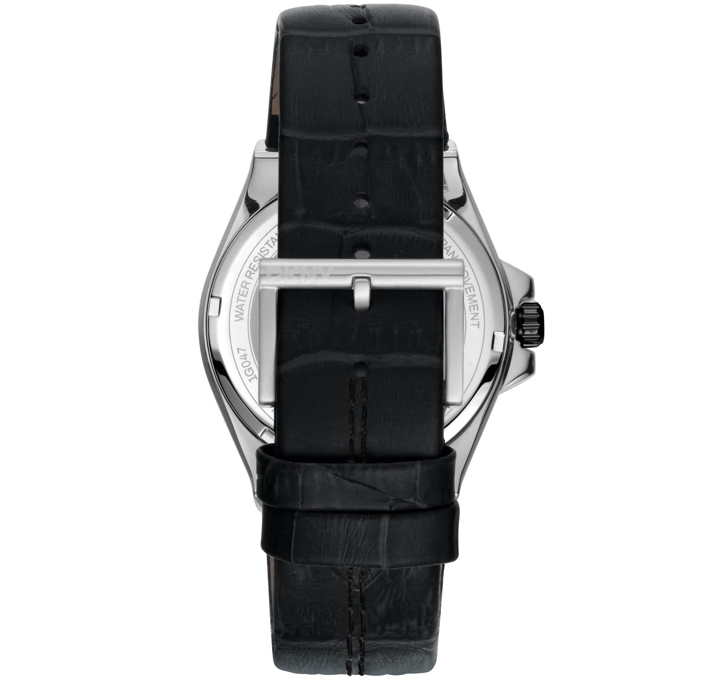 Mens Modernist Dark Green Dial Black Leather Strap Watch