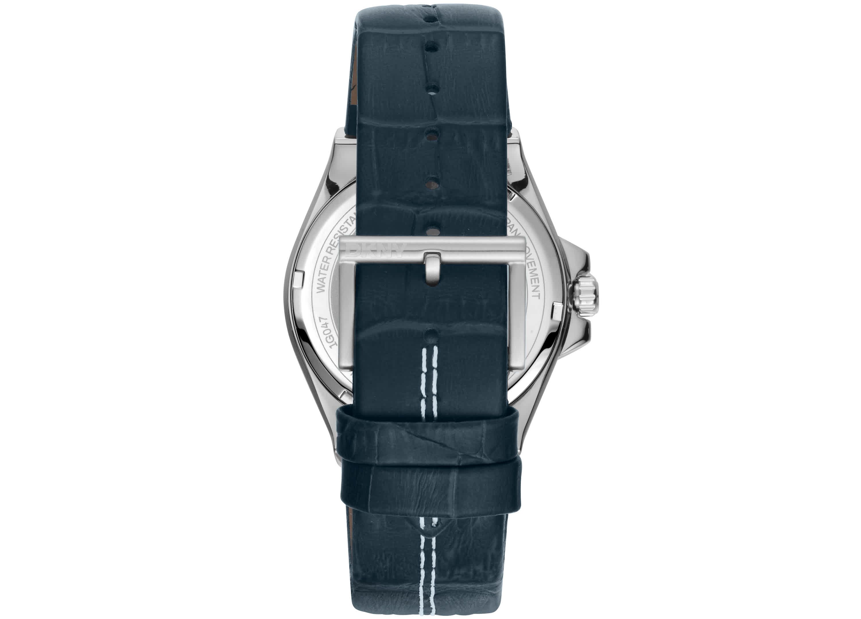 Mens Modernist Dark Blue Dial Dark Blue Leather Strap Watch