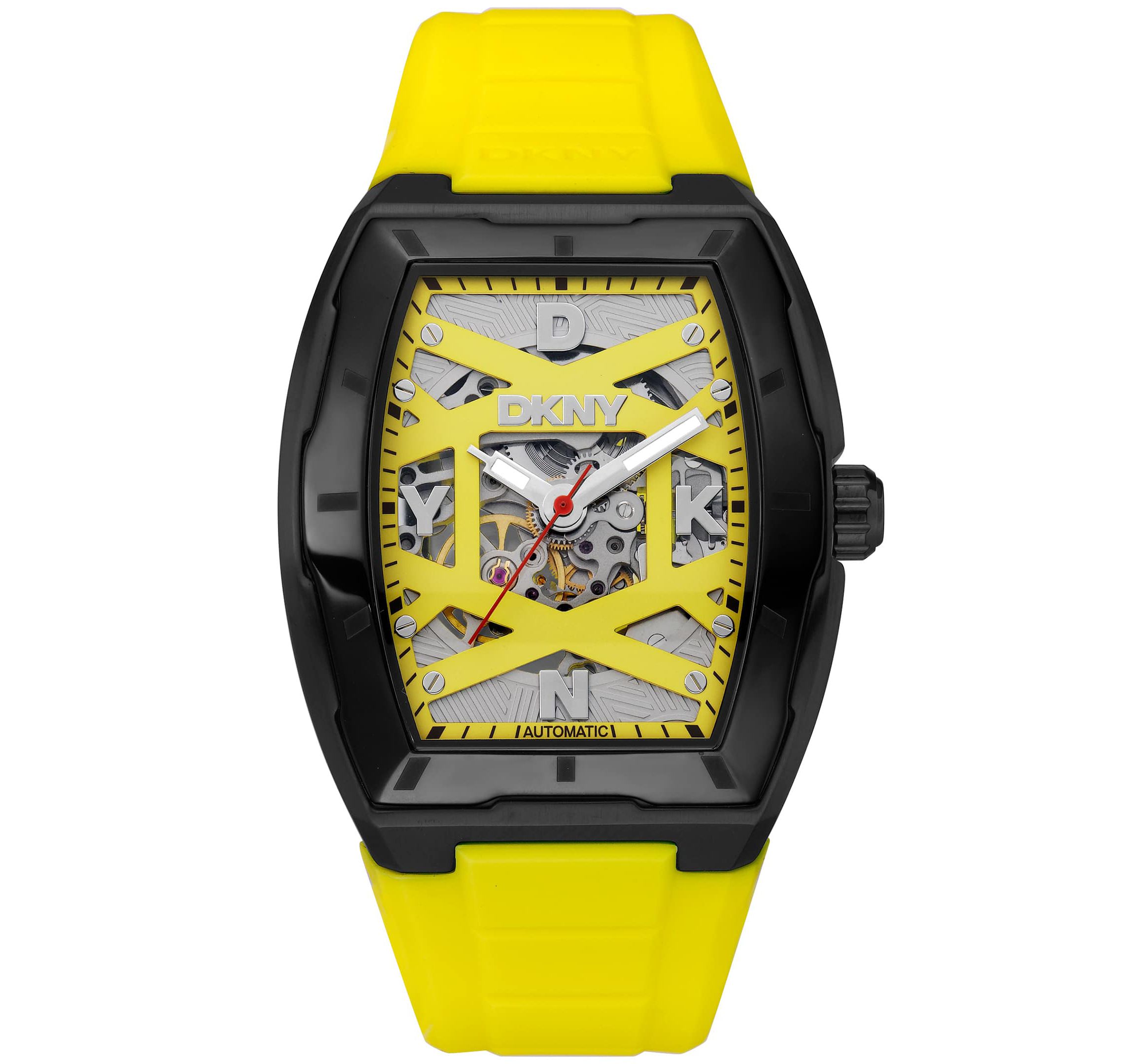 Mens Urban Automatic Yellow Dial Yellow Silicone Strap Watch