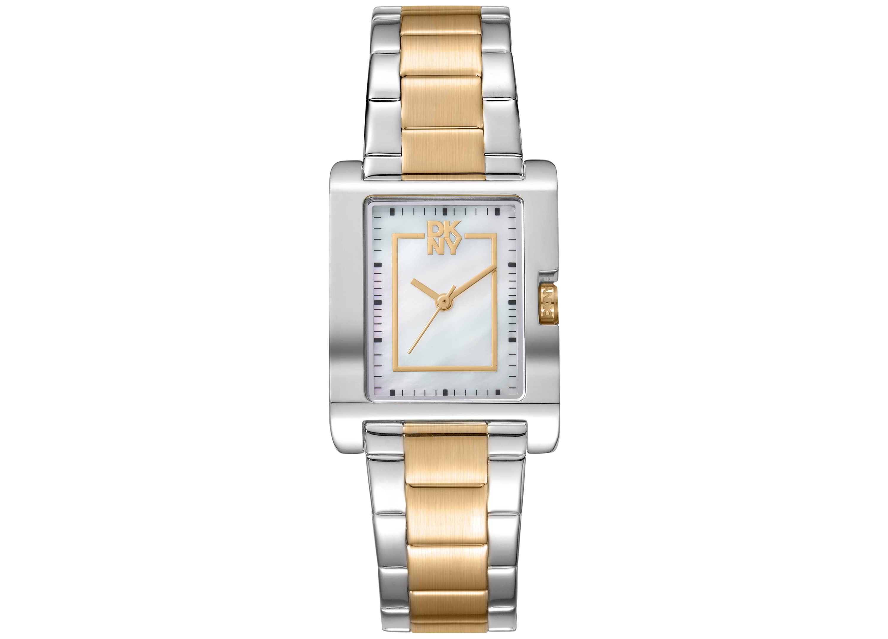 Womens Westside Midi White MOP Dial Gold Two-Tone Stainless Steel Bracelet Watch