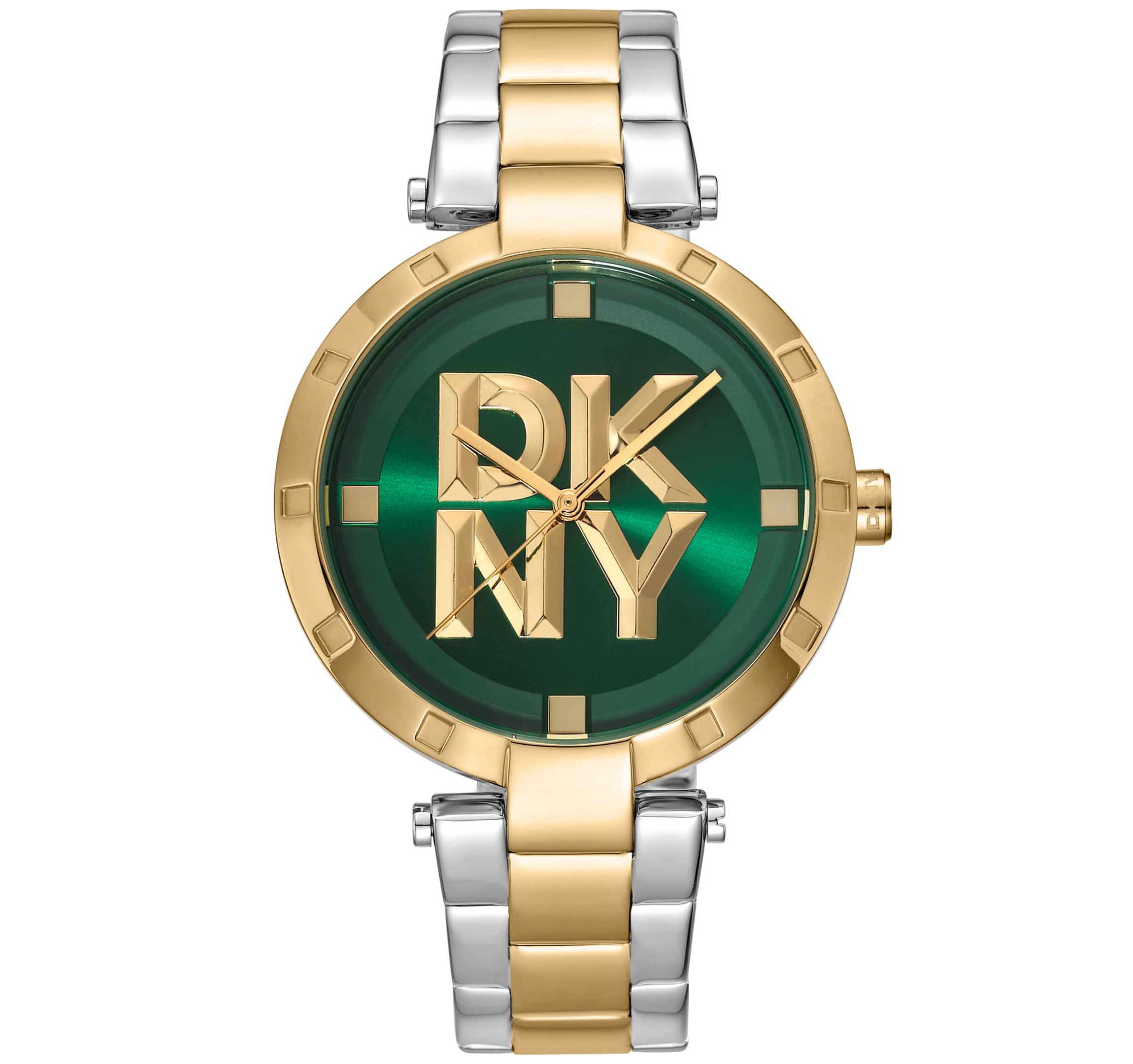 Womens Essential Logo Dark Green Dial Gold Two-Tone Stainless Steel Bracelet Watch