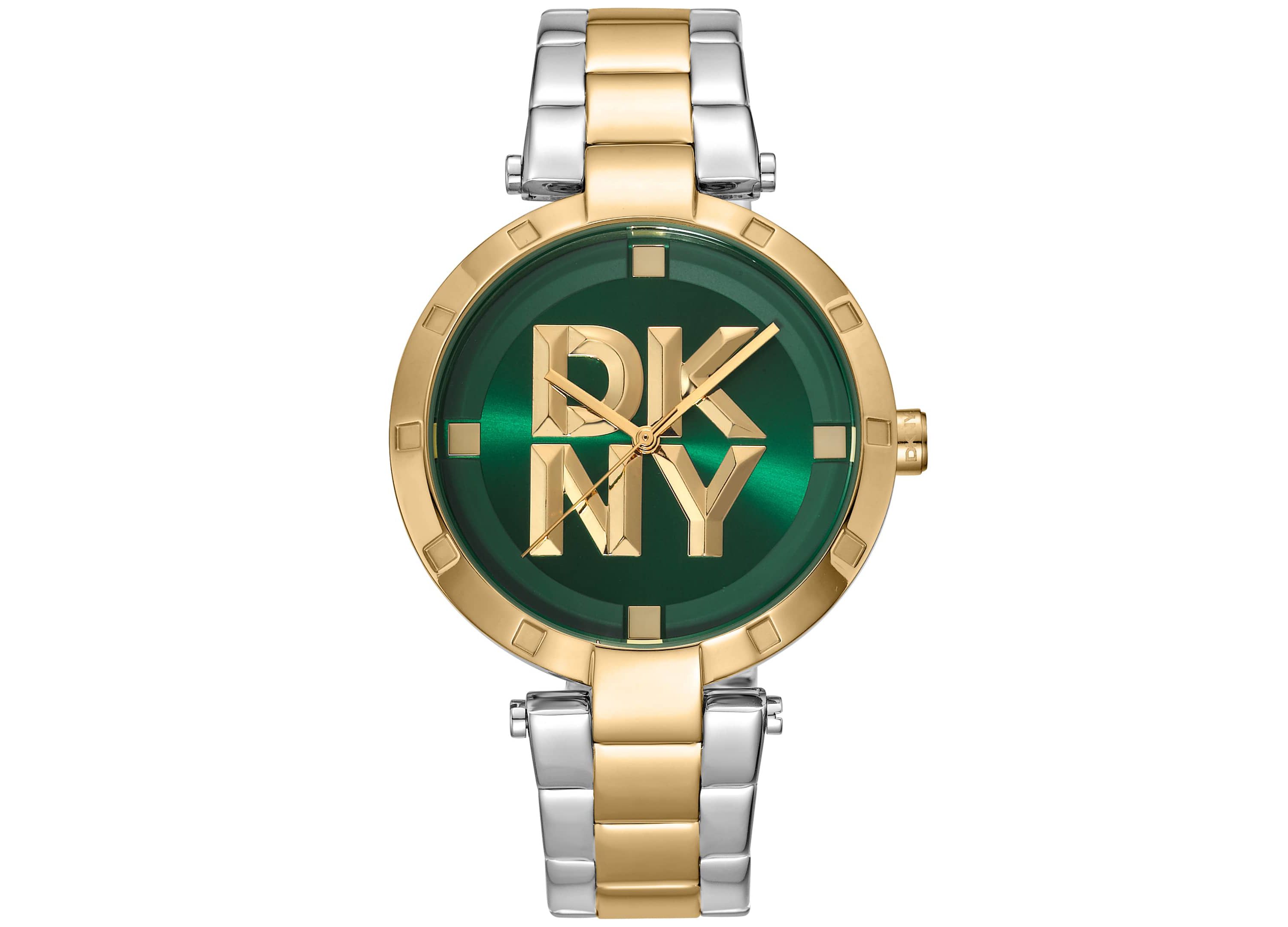 Womens Essential Logo Dark Green Dial Gold Two-Tone Stainless Steel Bracelet Watch