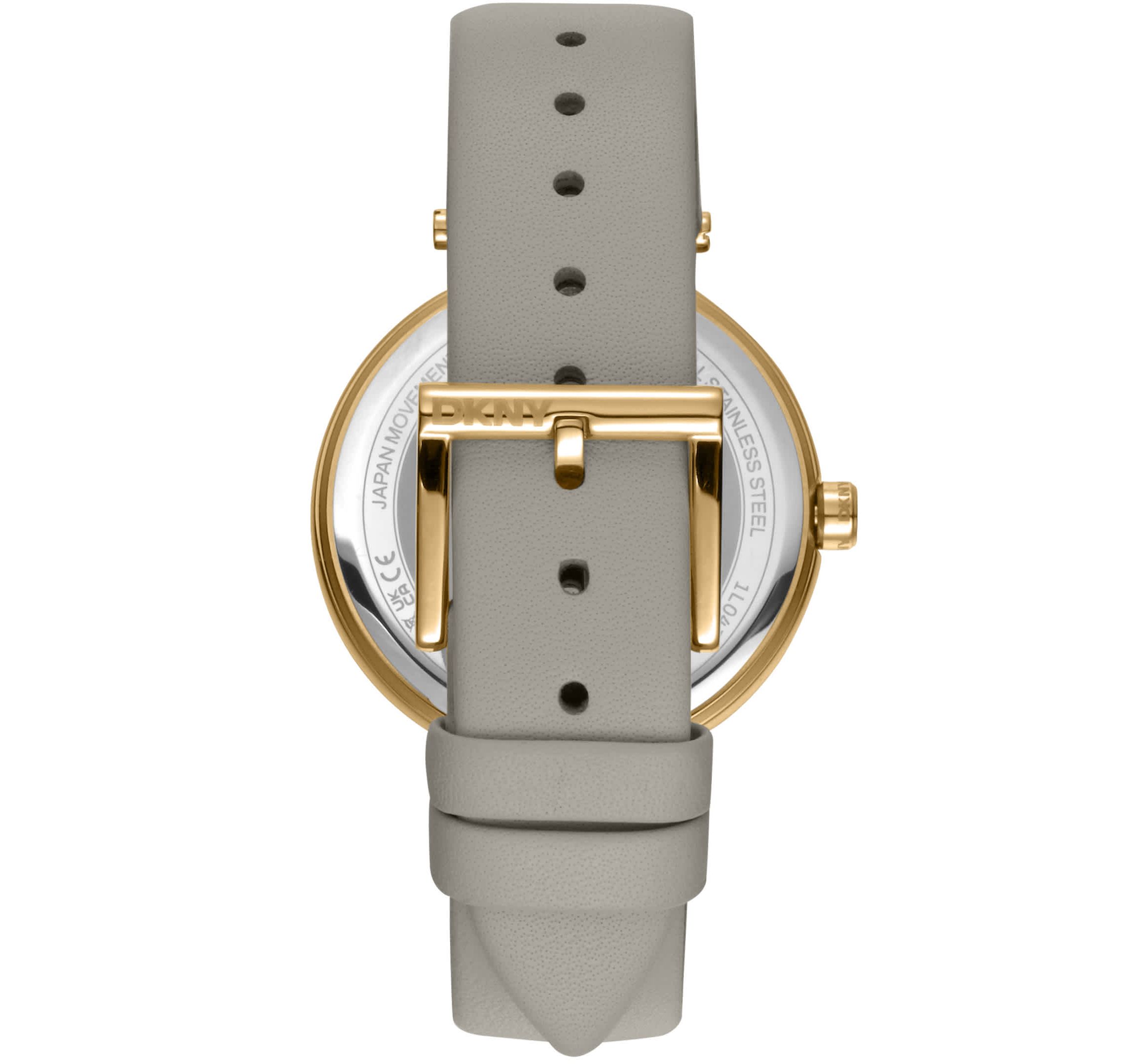 Womens Essential Logo Silver White Dial Grey Leather Strap Watch