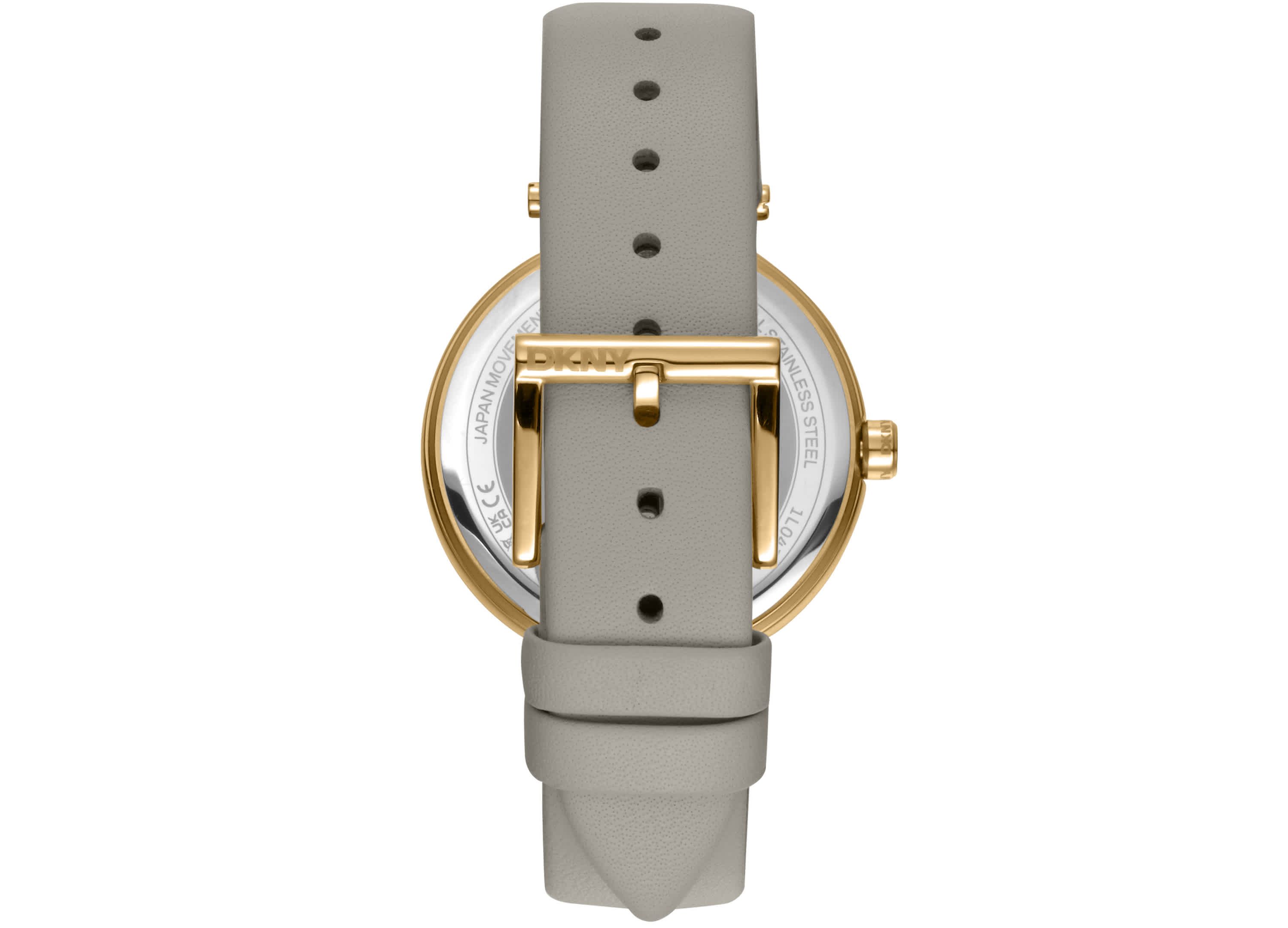Womens Essential Logo Silver White Dial Grey Leather Strap Watch