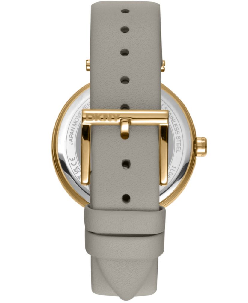 Womens Essential Logo Silver White Dial Grey Leather Strap Watch