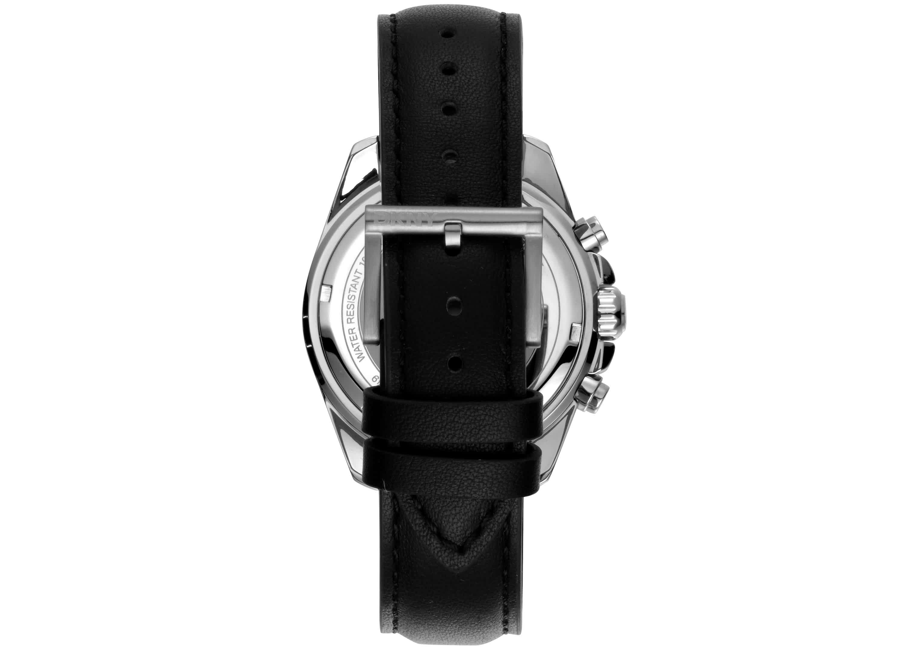 Mens Central Park Chronograph Black Dial Black Leather Strap Watch