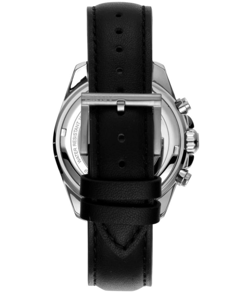 Mens Central Park Chronograph Black Dial Black Leather Strap Watch