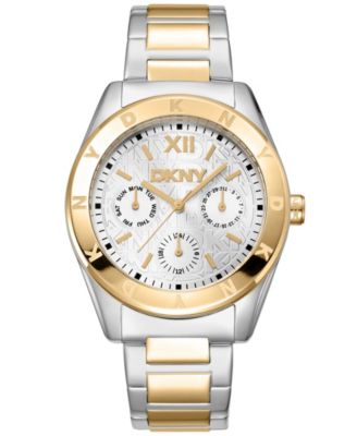 DKNY Women's Chambers Multi Sport Chronograph Silver Dial Gold Two-Tone Stainless Steel Bracelet Watch