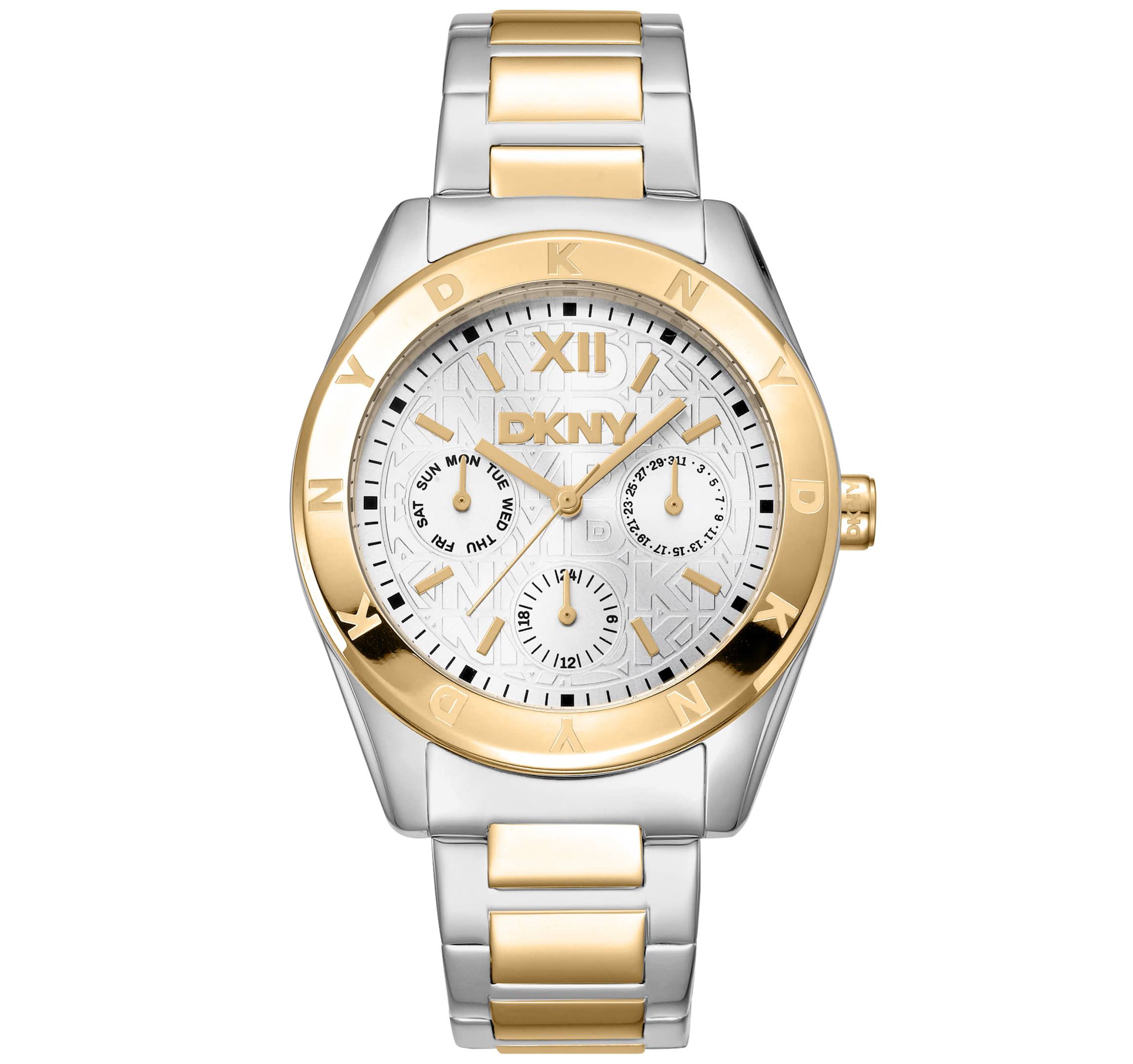Womens Chambers Multi Sport Chronograph Silver Dial Red Gold Two-Tone Stainless Steel Bracelet Watch