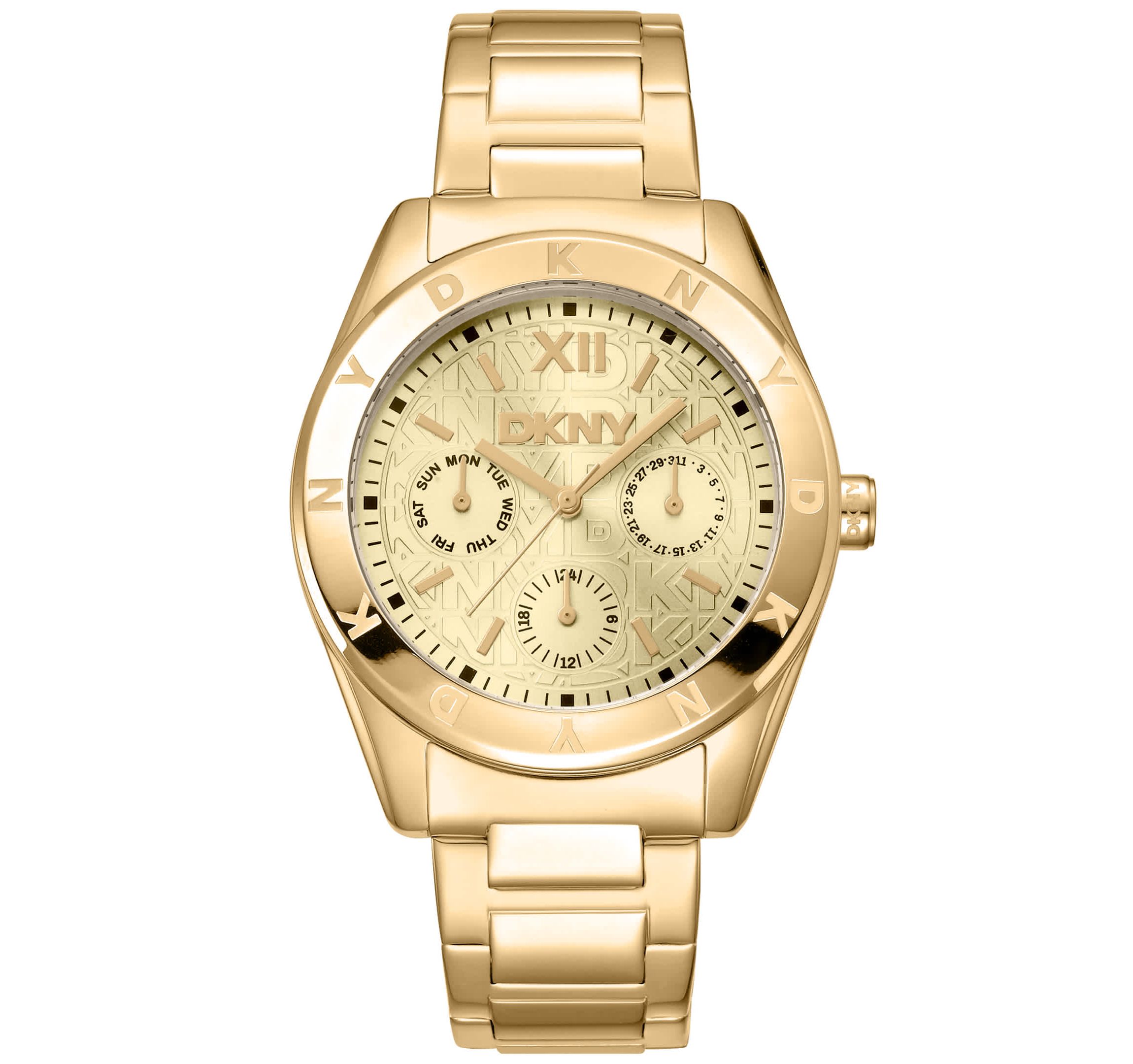 Womens Chambers Multi Sport Chronograph Champagne Dial Gold-Tone Stainless Steel Bracelet Watch