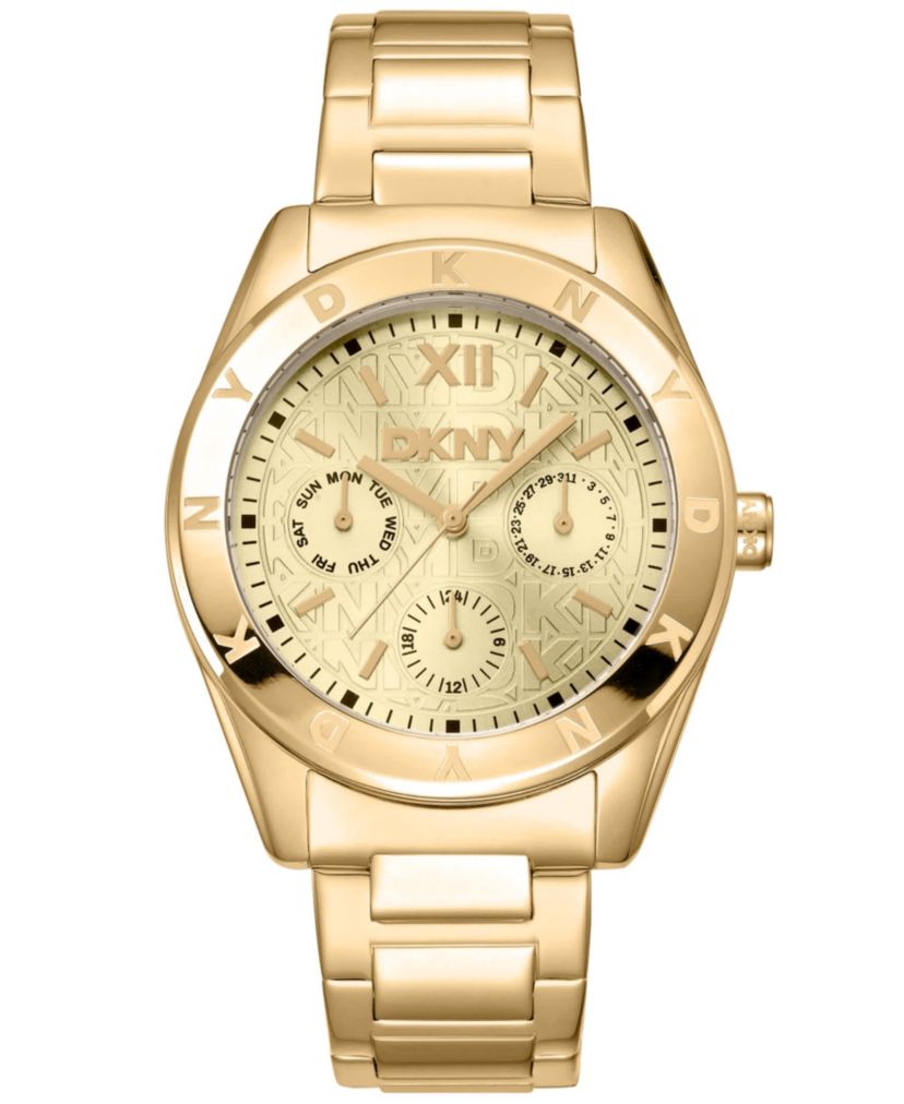 Womens Chambers Multi Sport Chronograph Champagne Dial Gold-Tone Stainless Steel Bracelet Watch