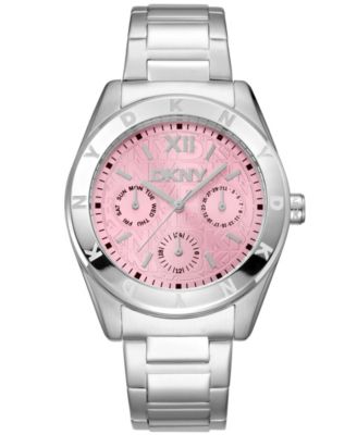 DKNY Women's Chambers Multi Sport Chronograph Pink Dial Stainless Steel Bracelet Watch