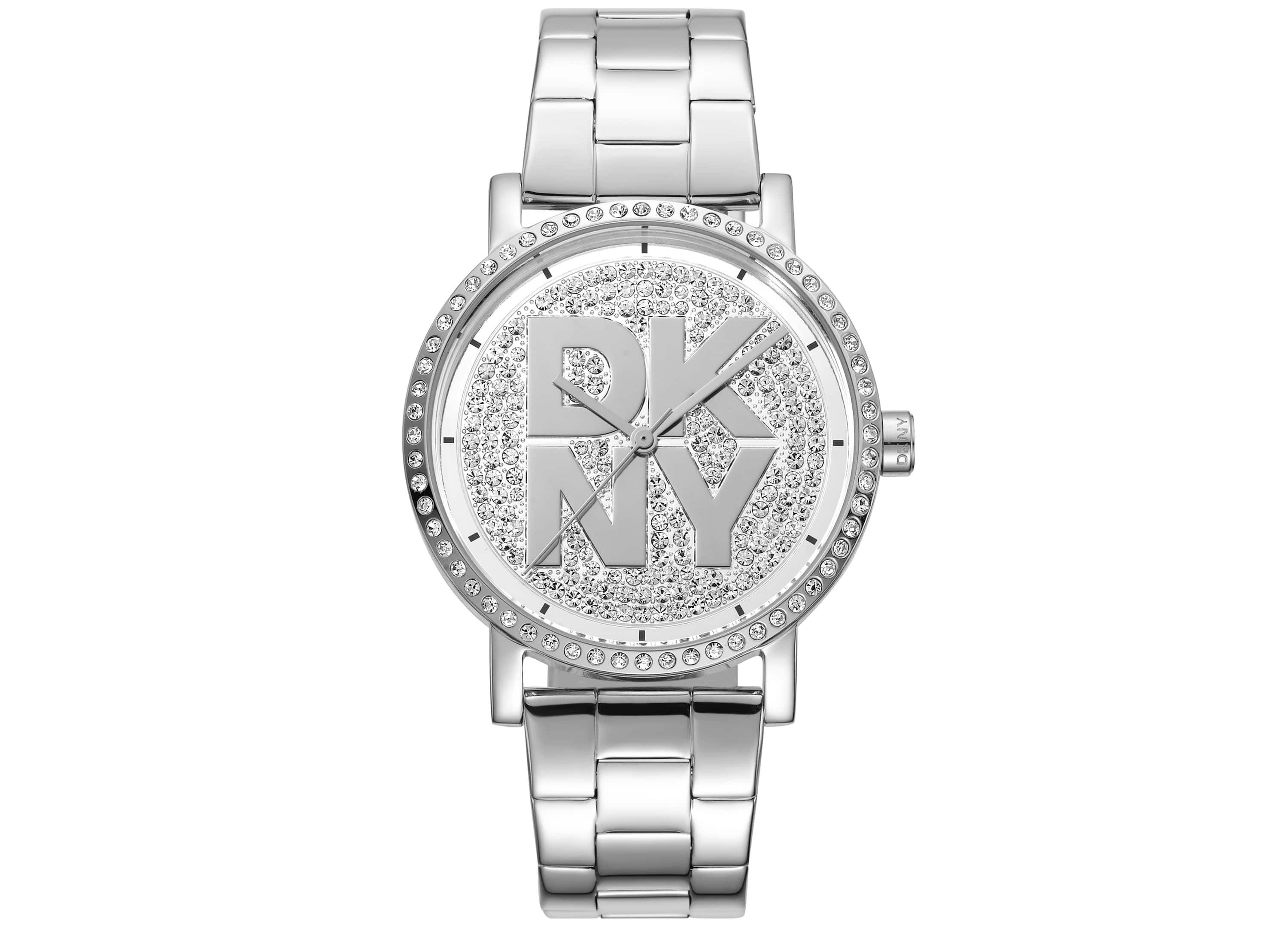 Womens Soho Logo Silver Powder Dial Stainless Steel Bracelet Watch